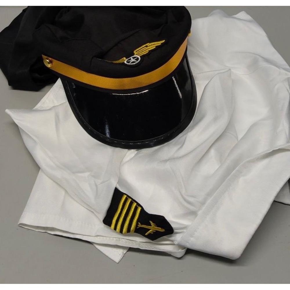 NIB Kids Airline Pilot Costume Captain Uniform Set Halloween Career Day 3/4 Yrs - Picture 2 of 2